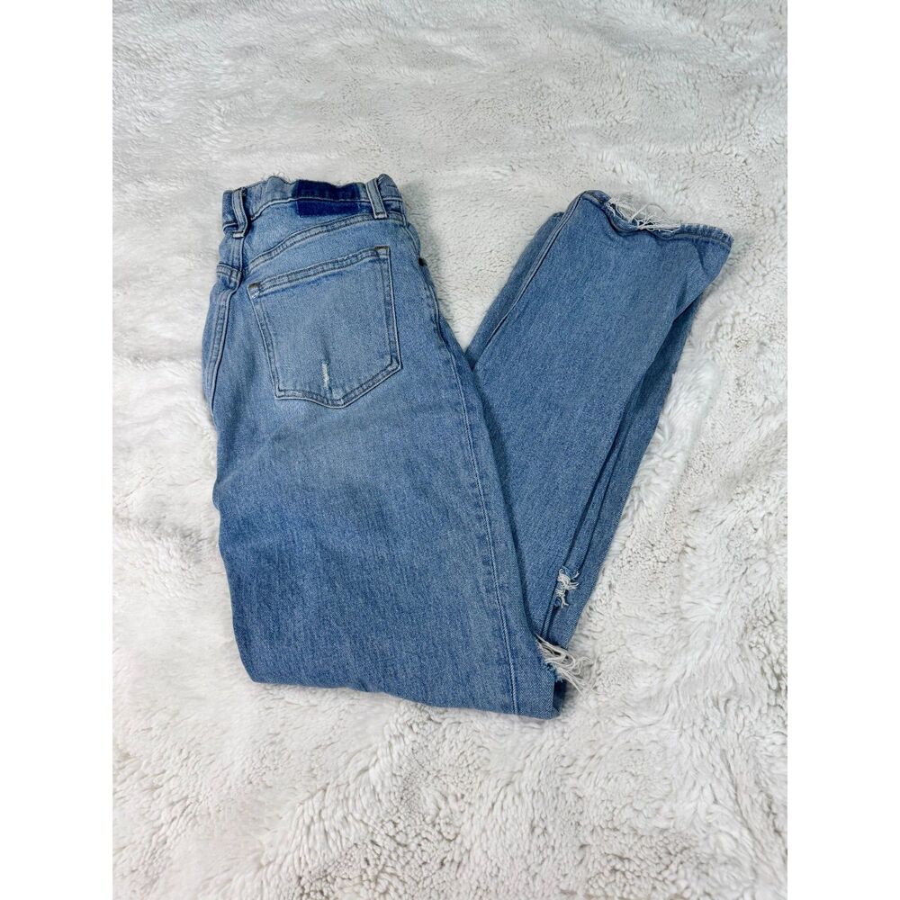 Abercrombie 90s Straight Jeans 28/6L Ultra High Rise Distressed Light Wash Y2K